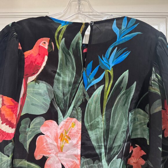 NWT $198 Midnight Macaw Fiesta Black Blouse MIDNIGHT MACAW FIESTA BLACK Size: S - Picture 3 of 7